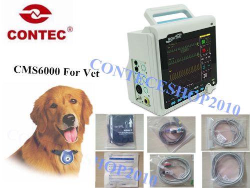 Contec cms6000 patient monitor for vet use,resp+temp+pr+ecg+spo2,ce/fda+printer for sale