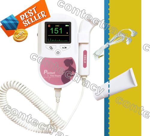 HOT! CONTEC Prenatal Pocket Fetal Doppler,Color LCD,Baby heart Beat,gel,earphone