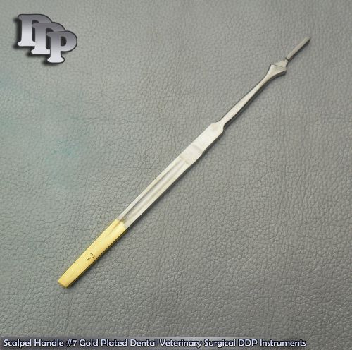 Scalpel Handle #7 Gold Plated Dental Veterinary Surgical DDP Instruments