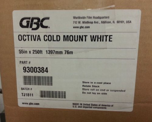 Gbc octiva cold mount white printing 1 mil 55&#034;x250&#039; (3&#034; core)-9300384 new in box for sale