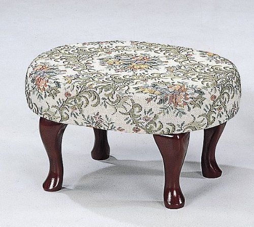 NEW Upholstered Cherry Wood Foot Stool Wooden Footstool