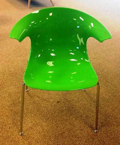 NEW JASPER GROUP WINK 4-POINT CHROME PLATED BASE STACKING SIDE CHAIR LIME GREEN