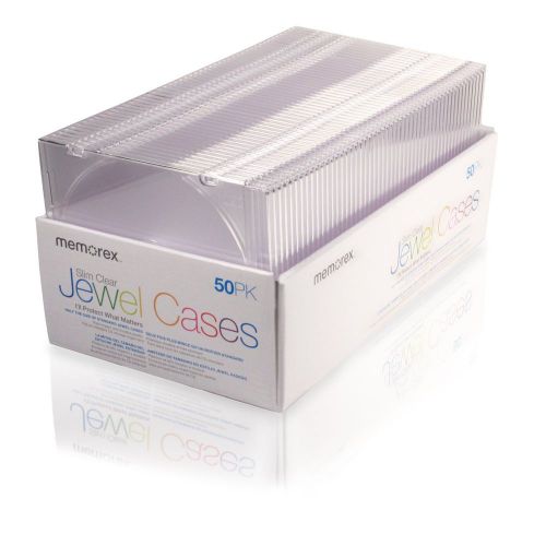 NEW Memorex 5mm Slim CD/DVD Jewel Cases - 50 Pack - Clear