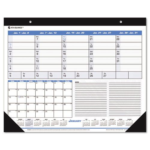 At-A-Glance Weekly/Monthly Desk Pad/Wall Calendar, 22&#034; x 17&#034;, Blue/Black