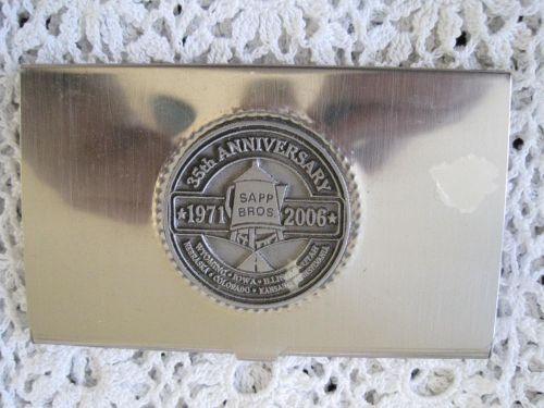 Sapp Brothers Business Card Holder Silver Tone Anniversary Vintage #1149