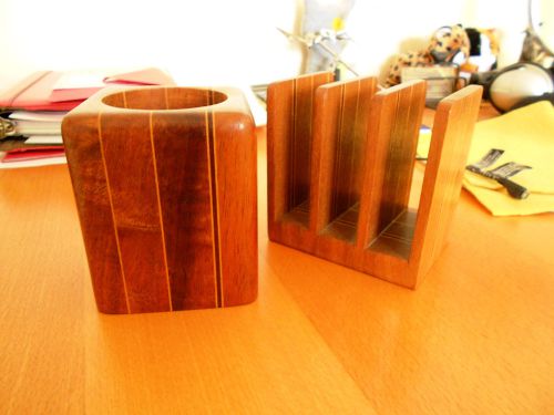 Beautiful Solid Wood Deskset: Pen &amp; Envelope Holders/Organizer -  New (no box)