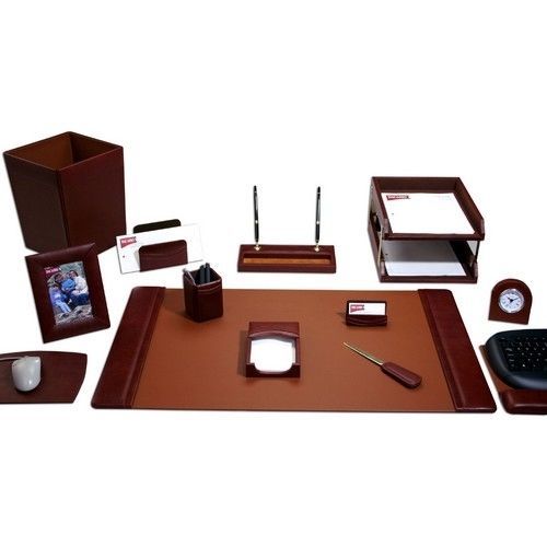 Dacasso Mocha Leather 16-Piece Desk Pad Kit - DACD3041 - 16 / Kit