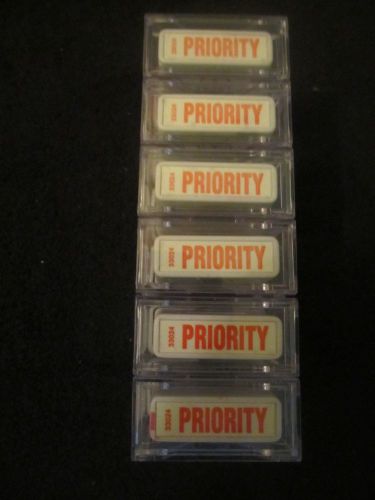 SIX &#034;PRIORITY&#034; Red Self Inking Stamp - Royal Mark Pre-Inked Stock - NEW #33024