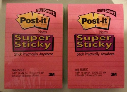 2 Packages, 3M Post-it Notes 660-3SSUC, 4x6 Inches