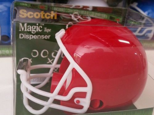 Scotch Magic Tape Football Helmet Dispenser With Tape ~ Red