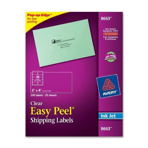 Avery easy peel mailing label - 2&#034; width x 4&#034; length - 250 / pack - (ave8663) for sale