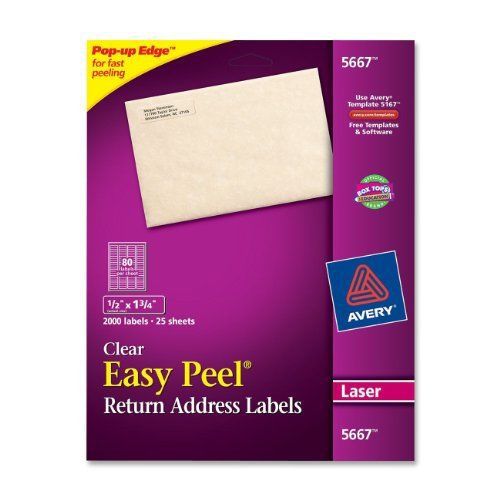 Avery Easy Peel Mailing Label - 0.50&#034; Width X 1.75&#034; Length - Rectangle- (5667)