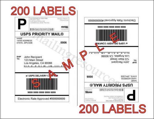 200 Half Sheet Self Adhesive Shipping Labels 8.5 X 5.5 PAYPAL USPS FEDEX EBAY