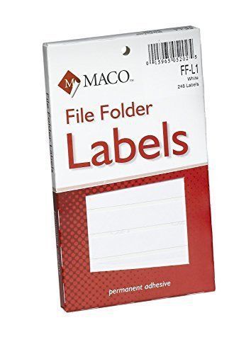 MACO White File Folder Labels, 9/16 x 3-7/16 Inches, 248 Per Box (FF-L1)