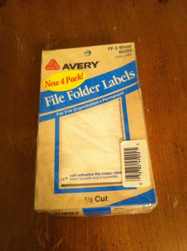4 Pack Avery File Folder Labels FF-3 White 05202 248 1/3 cut Organization SEALED
