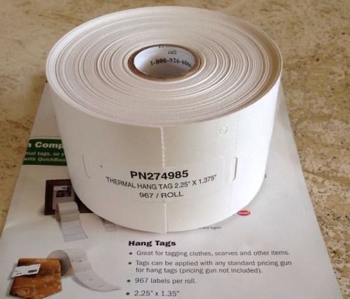Single Roll Thermal Hang Tag 2.25&#034; X 1.35&#034; 967 tags per roll