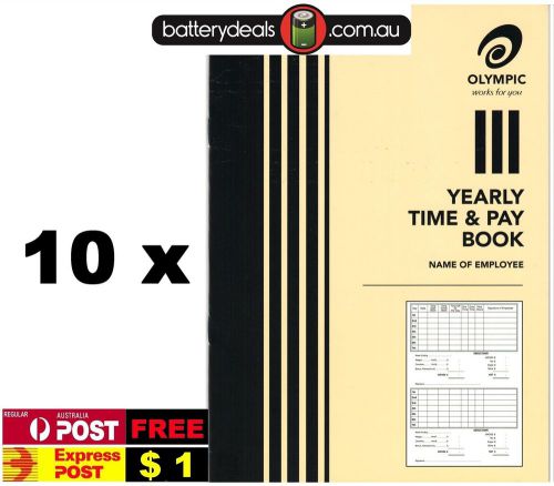 10 x Olympic Yearly Time and pay wages book A5 32 pages 210 x 148 140583 Wages