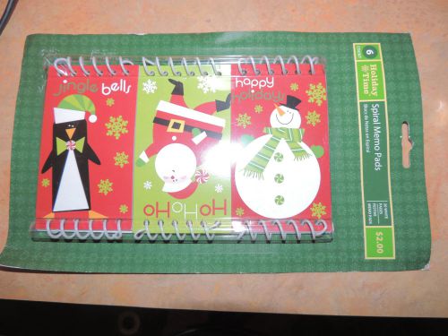 Christmas Holiday Winter  Memo  Pads  Set of  6 in the package spiral