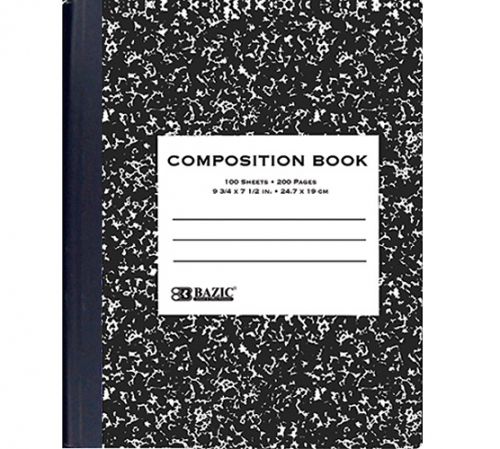 BAZIC W/R 100 Ct. Black Marble Composition Book, Case of 48