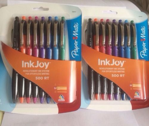 2-Papermate InkJoy 500RT Ballpoint Pens, Medium Point-1.0mm, Assorted, Pack of 8