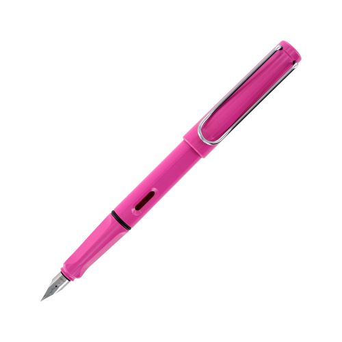 Lamy Safari Pink Fountain Pen, Fine Nib, Includes Ink Cartridge