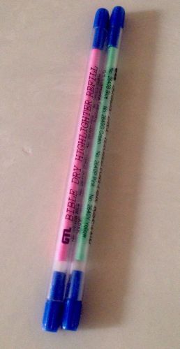 Bible Dry Highlighters No Bleed Retractable Pink &amp; Green Refill