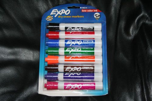 8 Pack Expo Dry Erase Markers Chisel Tip 8 Assorted Colors Low Odor Ink  #80678