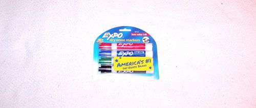FOUR (4) EXPO DRY ERASE MARKERS - PRIMARY COLORS - CHISEL TIPS