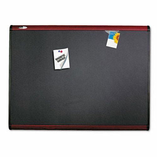 Quartet Plus Magnetic Fabric Bulletin Board, 36 x 24, Mahogany Frame (QRTMB543M)