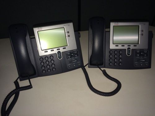 Lot of (2) Used Cisco 7942G Unified IP VoIP Telephones Phone CP-7942G w/ handset
