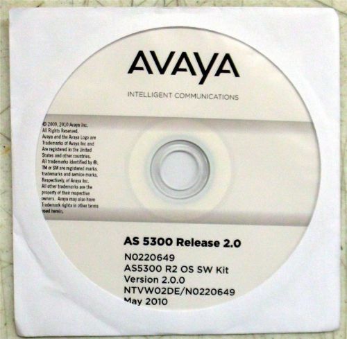 Avaya NTVW02DE AS 5300 Release 2.0 OS Software Kit CDROM