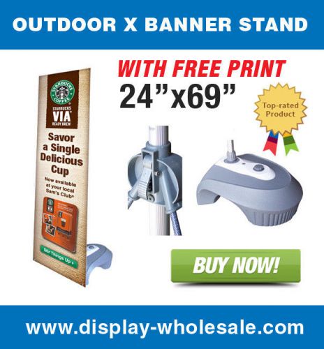 Outdoor X Banner Stand + 24&#034; X 69&#034; Print