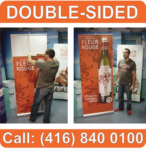 2 sets - 36&#034; wide double-sided retractable banner stand for sale