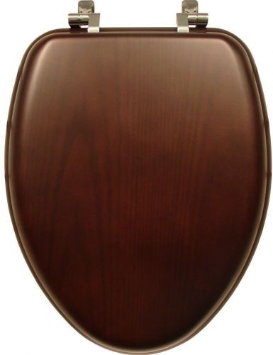 Natural Walnut Wood Toilet Seat With Chrome Hinges Elongated 19601cp 888