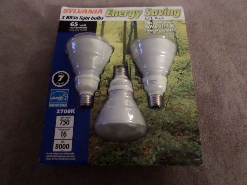 NEW 3 pack Sylvania 16 Watt/65W CFL Flood Light Bulb B-R30 FREE SHIPPING!