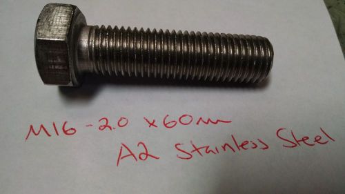 x2 Pieces - M16x60 Hex Head Set Screw A2 Stainless Steel 304 - Full Thread