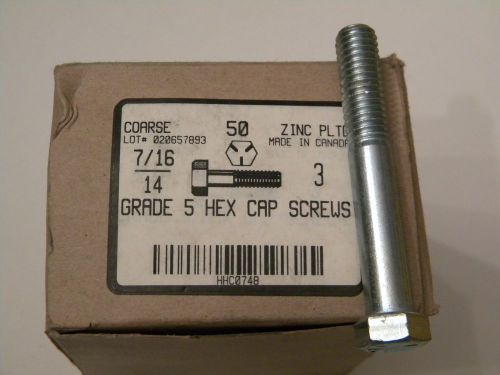 7/16-14 X 3 Grade 5 Hex Head Cap Screw- Qty 50