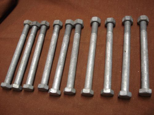10  pcs. 1/2&#034; x 6&#034; hot galvanized hex head bolts with nuts - no washers  13 tpi for sale