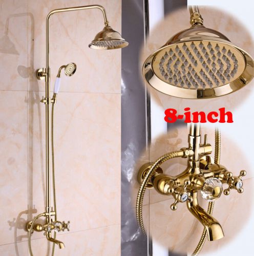 Luxury Golden Color Two Handles Shower Bathtub Faucet Shower Faucet &amp; Handheld