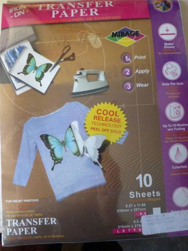 Iron On Ink Jet Transfer Paper 10 sheets
