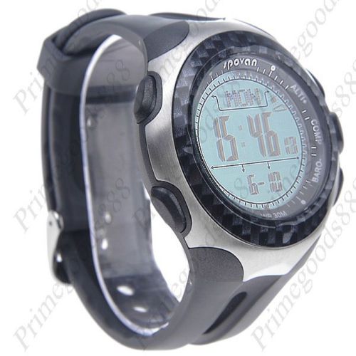 Sport Wristwatch Waterproof Digital Barometer Altimeter Compass Checkered Case