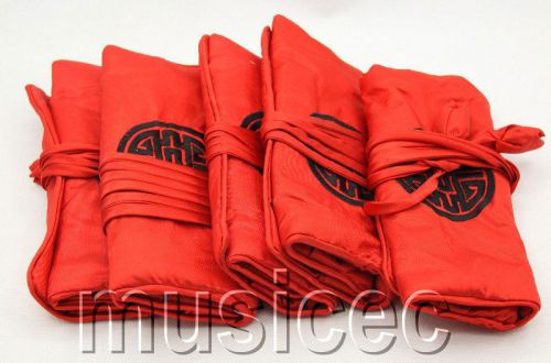 Brand-New 5PCS red Chinese Silk Zipper bags pouches roll T396A10