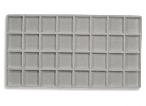 LOT OF 6  FLOCKED 32 COMPARTMENT GRAY INSERT 14 X 7 1/2