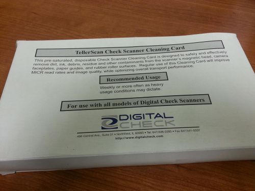 NEW! Box of 25 TellerScan Cleaning Cards Digital Check Scanners, all models
