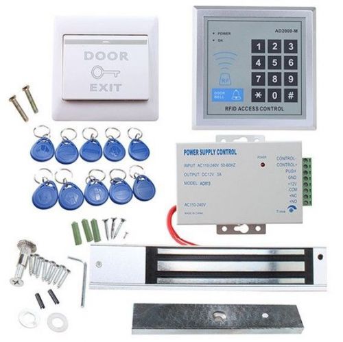 280kg Electronic Lock RFID Access Control System Kit+Power Supply+Exit Button