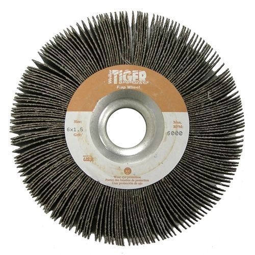 Weiler 53329 6&#034; x 2&#034; tiger coated abrasive flap wheel, 1&#034; a.h., 120 ao for sale