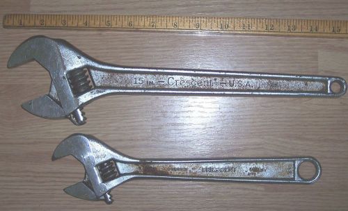 15 inch and 12 inch crescent wrenches  usa made  price is for pair (2 wrenches) for sale