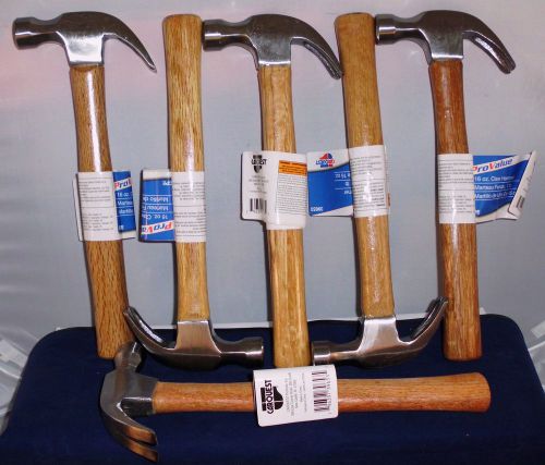 WHOLESALE LOT OF 6 PRO VALUE / CARQUEST 39653 16 OZ CLAW HAMMER WITH WOOD HANDLE