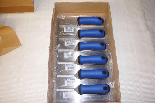 Excel tools square notch trowels 1/4&#034; x 1/4&#034; x 3/8&#034;  new box of six for sale
