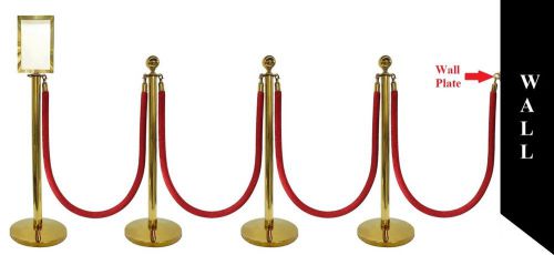Rope stanchion, 10 pcs set, crown top, gold polish s.s. 12&#034; domed base for sale